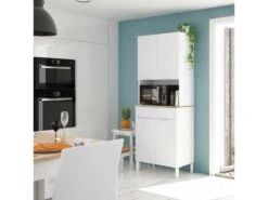 Buffet 4 Portes Blanc/Chêne - TEKANA - L 72 X L 40 X H 186