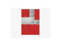 ECO Buffet De Cuisine L 120 Cm - Rouge Mat -Electroménager Soldes meuble de cuisine 19806747