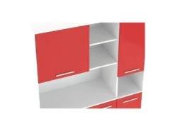 ECO Buffet De Cuisine L 120 Cm - Rouge Mat -Electroménager Soldes meuble de cuisine 19806749