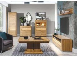 Armoire De Salon 2 Portes Battantes Chêne à LED - BIELSKO - L 63 X L 40 X H 192,2 Cm -Electroménager Soldes meuble de cuisine 19825461