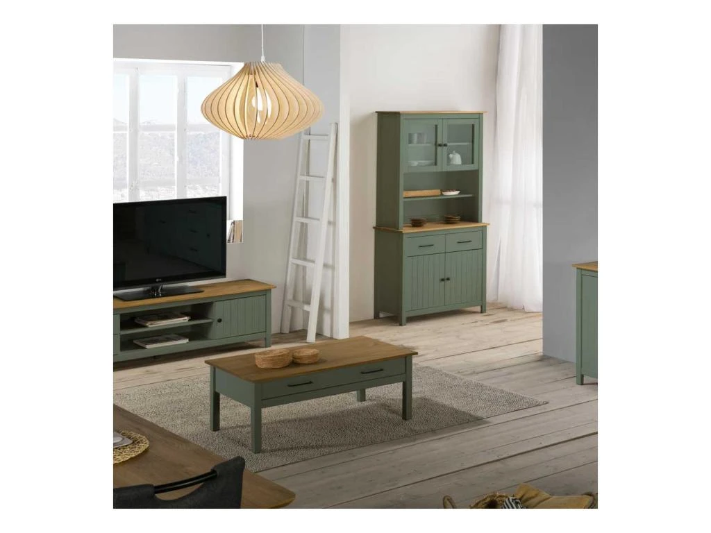 Vaisselier 4 Portes 2 Tiroirs Vert - DARANMI 3 Vaisselier 4 Portes 2 Tiroirs Vert - DARANMI