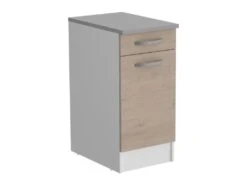 OSLO Meuble Bas 1 Porte + 1 Tiroir + Plan - Décor Chene Jackson - L 40 X P 60 X H 86 Cm