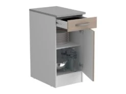 OSLO Meuble Bas 1 Porte + 1 Tiroir + Plan - Décor Chene Jackson - L 40 X P 60 X H 86 Cm -Electroménager Soldes meuble de cuisine 19915663