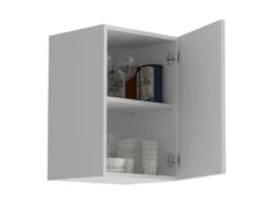 OSLO Meuble Haut 1 Porte + Tablette - Décor Blanc Mat - L 40 X P 36 X H 58 Cm -Electroménager Soldes meuble de cuisine 19949475