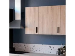 Meuble Haut De Cuisine 40 Cm 1 Porte Battante Noir/Chêne - ABINCI - L 40 X L 30 X H 70 Cm