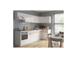 JUNONA Meuble Bas Four 60 Cm - Plan De Travail - Blanc Brillant -Electroménager Soldes meuble de cuisine 20125587