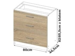 ASTRA - Meuble De Cuisine Bas Style Moderne - 80x82x54 - 3 Tiroirs -Electroménager Soldes meuble de cuisine 20981929