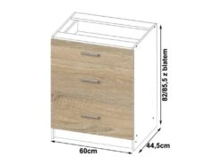 ASTRA - Meuble De Cuisine Bas Style Moderne - 60x82x54 - 3 Tiroirs -Electroménager Soldes meuble de cuisine 20981943