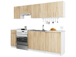 NOLA | Cuisine Complète Linéaire + Modulaire 240cm 7 Pcs | Plan De Travail INCLUS | Ensemble Meubles Cuisine -Electroménager Soldes meuble de cuisine 21007553