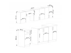 NOLA | Cuisine Complète Linéaire + Modulaire 240cm 7 Pcs | Plan De Travail INCLUS | Ensemble Meubles Cuisine -Electroménager Soldes meuble de cuisine 21007555