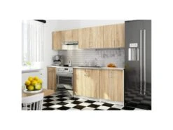 NOLA | Cuisine Complète Linéaire + Modulaire 240cm 7 Pcs | Plan De Travail INCLUS | Ensemble Meubles Cuisine -Electroménager Soldes meuble de cuisine 21007557