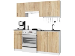 NOLA | Cuisine Complète Linéaire + Modulaire 180cm 5 Pcs | Plan De Travail INCLUS | Ensemble Meubles Cuisine -Electroménager Soldes meuble de cuisine 21007563