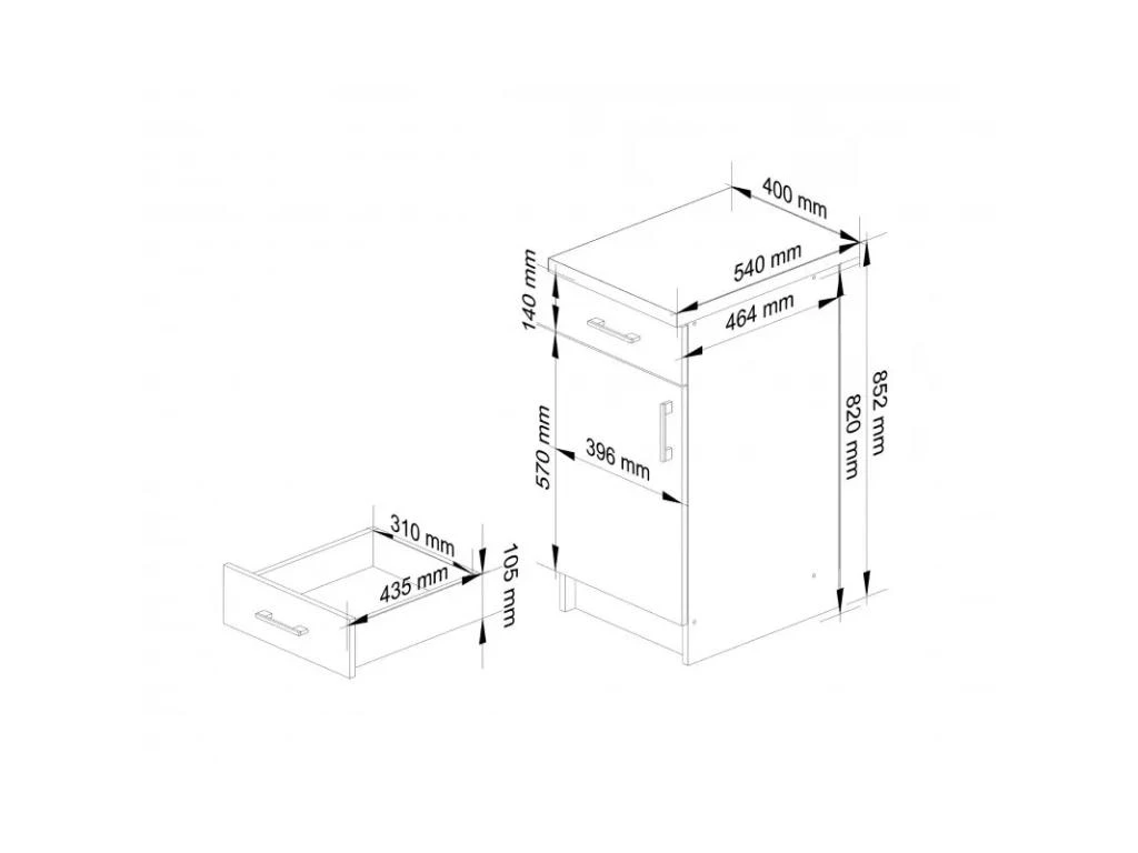 ASTRA - Meuble De Cuisine Style Moderne - 40x82x54 - 1 Porte+1 Tiroir 6 ASTRA - Meuble De Cuisine Style Moderne - 40x82x54 - 1 Porte+1 Tiroir – Image 4