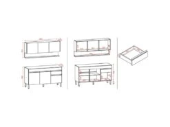 Cuisine Equipée 6 Portes 1 Tiroir Chêne Et Blanc Largeur 150 Cm -Electroménager Soldes meuble de cuisine 21013883