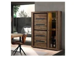 Argentier 3 Portes à LEDs Bois Tropical - PEYTON