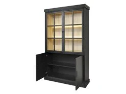 Argentier 4 Portes à Led Bois Noir - UNYS -Electroménager Soldes meuble de cuisine 21722169