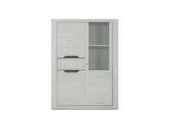 Vaisselier 2 Portes Chêne Gris Clair - JEANNETTE -Electroménager Soldes meuble de cuisine 21952535