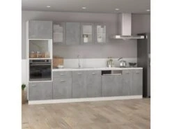 Armoire à Micro-ondes Gris Béton 60x57x207 Cm Aggloméré -Electroménager Soldes meuble de cuisine 22055649