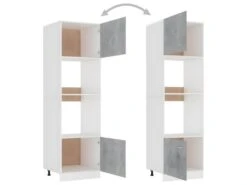 Armoire à Micro-ondes Gris Béton 60x57x207 Cm Aggloméré -Electroménager Soldes meuble de cuisine 22055653