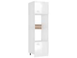 Armoire à Micro-ondes Blanc Brillant 60x57x207 Cm Aggloméré