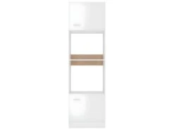 Armoire à Micro-ondes Blanc Brillant 60x57x207 Cm Aggloméré -Electroménager Soldes meuble de cuisine 22055715