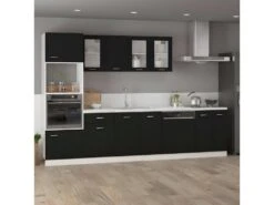 Armoire à Micro-ondes Noir 60x57x207 Cm Aggloméré -Electroménager Soldes meuble de cuisine 22055749