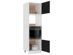 Armoire à Micro-ondes Noir 60x57x207 Cm Aggloméré -Electroménager Soldes meuble de cuisine 22055751