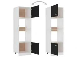 Armoire à Micro-ondes Noir 60x57x207 Cm Aggloméré -Electroménager Soldes meuble de cuisine 22055753