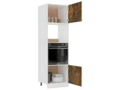 Armoire à Micro-ondes Chêne Fumé 60x57x207 Cm Bois D'ingénierie -Electroménager Soldes meuble de cuisine 22055791