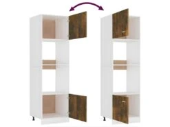 Armoire à Micro-ondes Chêne Fumé 60x57x207 Cm Bois D'ingénierie -Electroménager Soldes meuble de cuisine 22055797