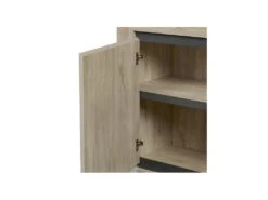 Vaisselier 4 Portes Chêne Délavé LEDS - SIMON -Electroménager Soldes meuble de cuisine 22267321