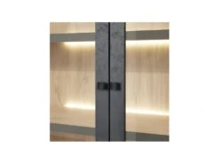 Vaisselier 4 Portes Chêne Délavé LEDS - SIMON -Electroménager Soldes meuble de cuisine 22267325