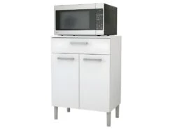 Meuble Micro Onde Blanc 2 Portes 1 Tiroir Diamante