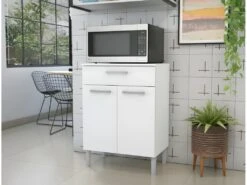 Meuble Micro Onde Blanc 2 Portes 1 Tiroir Diamante -Electroménager Soldes meuble de cuisine 22802323