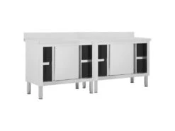Lot De 2 Tables Avec Portes Coulissantes 200 X 50 X (95-97) Cm Acier Inoxydable 02_0000009 -Electroménager Soldes meuble de cuisine 22939289