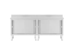 Lot De 2 Tables Avec Portes Coulissantes 200 X 50 X (95-97) Cm Acier Inoxydable 02_0000009 -Electroménager Soldes meuble de cuisine 22939291