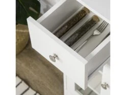 Buffet De Cuisine Meuble De Rangement Moderne Avec Porte En Verre, Tiroir, Grande Niche Et étagères Réglables, 80 X 30 X 82 Cm, Blanc -Electroménager Soldes meuble de cuisine 22963403