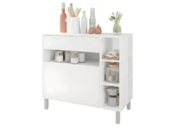 Meuble De Cuisine 2 Portes 1 Tiroir 5 Niches Blanc 90 Cm
