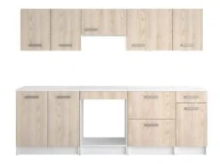 Cuisine Complète TRATTORIA - 240 Cm - 8 éléments De Rangements - Chêne & Blanc -Electroménager Soldes meuble de cuisine 442353