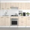 Cuisine Complète TRATTORIA - 240 Cm - 8 éléments De Rangements - Chêne & Blanc -Electroménager Soldes meuble de cuisine 442357