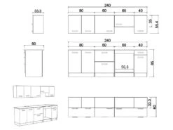 Cuisine Complète TRATTORIA - 240 Cm - 8 éléments De Rangements - Chêne & Blanc -Electroménager Soldes meuble de cuisine 442359
