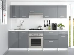 Cuisine Complète TRATTORIA - 240 Cm - 8 éléments De Rangements - Chêne & Blanc -Electroménager Soldes meuble de cuisine 447669