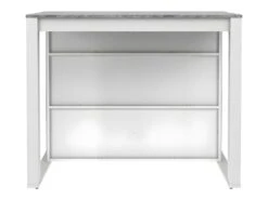 Ilot Central De Cuisine Avec 7 Niches - Blanc Et Béton - OPOLE -Electroménager Soldes meuble de cuisine 485189