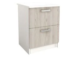 Caissons De Cuisine - 1 Meuble Bas & 1 Meuble Haut - 2 Tiroirs & 1 Porte - Naturel & Blanc - TRATTORIA -Electroménager Soldes meuble de cuisine 499887