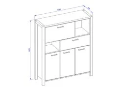 Vaisselier 4 Portes Et 1 Tiroir Collection BOWIE. Couleur Chêne Et Noir. LED Incluses -Electroménager Soldes meuble de cuisine 8951977