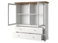 Vaisselier Avec LED Intégrées Collection ASSIA. Coloris Frêne Blanc Et Chêne. 2 Portes Et 2 Tiroirs -Electroménager Soldes meuble de cuisine 8952001