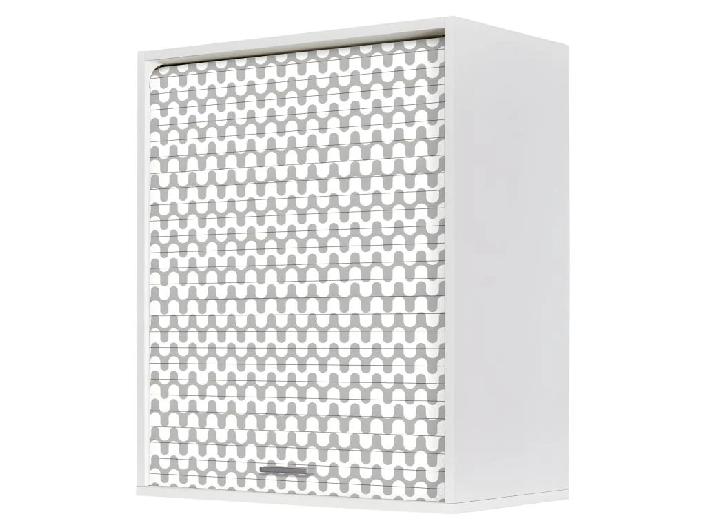 Meuble Cuisine Blanc 60x72 Face Imprimée - Coloris Rideau: Vagues Grises 810 3 Meuble Cuisine Blanc 60x72 Face Imprimée - Coloris Rideau: Vagues Grises 810