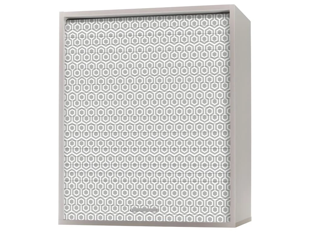 Meuble Cuisine Alu 60x72 Face Imprimée - Coloris Rideau: Hexagones Gris 521 3 Meuble Cuisine Alu 60x72 Face Imprimée - Coloris Rideau: Hexagones Gris 521