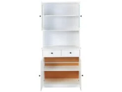 BIDART - Buffet Vaisselier 4 Portes 2 Tiroirs Bois Massif Vernis Blanc -Electroménager Soldes meuble de cuisine 9183479