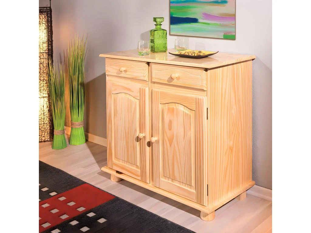 STAN - Meuble 2 Portes 2 Tiroirs Bois Massif 4 STAN - Meuble 2 Portes 2 Tiroirs Bois Massif – Image 2